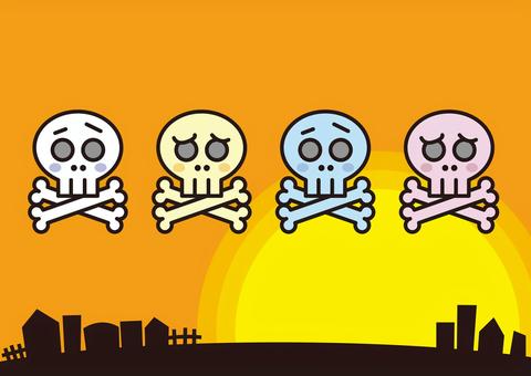 ハロウィン、骸骨、ドクロ ハロウィン,ドクロ,骸骨,ボーン,10月,秋,かわいい,挿絵のイラスト素材