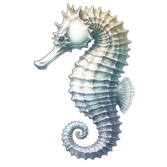 Illustration, sea horse, pesce, maschio, 