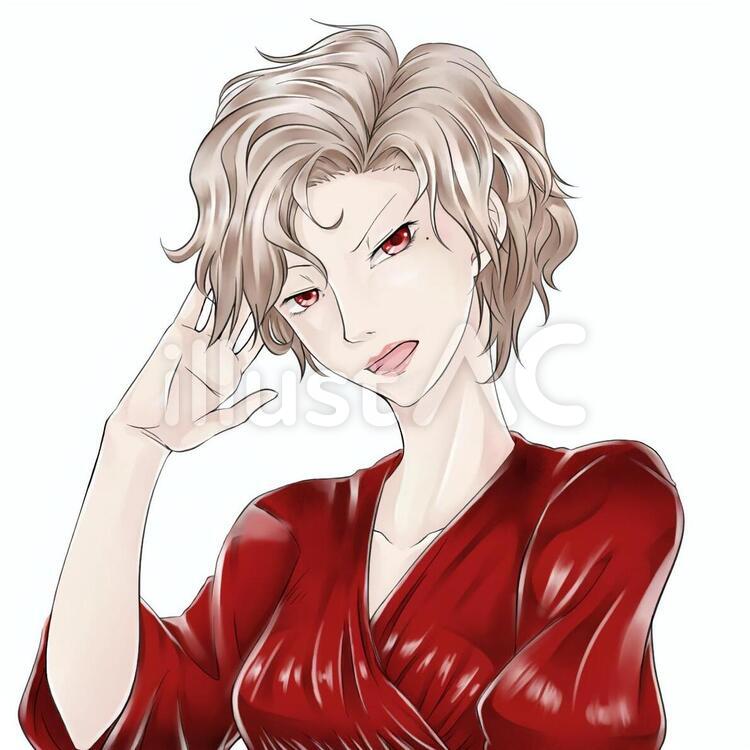 ショートパーマ　女性イラスト(怒る) 女性,キャラクター,人のイラスト素材