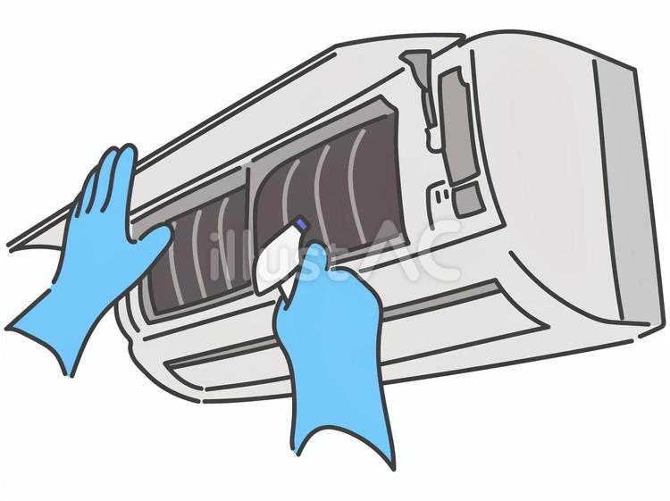 エアコン清掃 エアコン,掃除,エアコンクリーニングのイラスト素材
