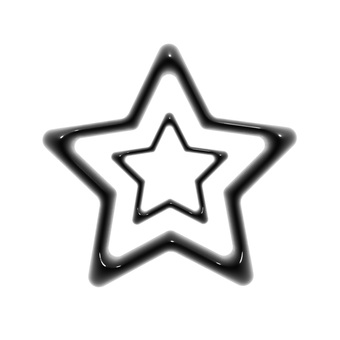 ぷっくりした黒い二重の星の3Dアイコン 星,アイコン,3d,立体,マーク,可愛い,フェミニン,キュート,スター,ぷっくりのイラスト素材