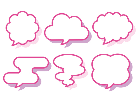 いろいろな雲型の吹き出しセット02 吹き出し,下吹き出し,フレーム,囲み,ふきだし,枠,囲み枠,背景枠,線画,雲のイラスト素材