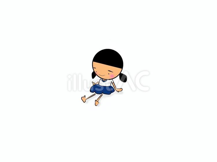 考え中おさげちゃん 女の子,体操服,昭和のイラスト素材
