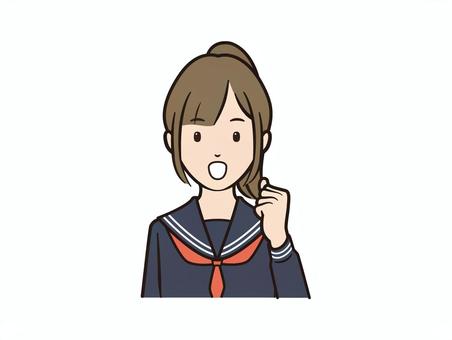 ガッツポーズで気合いのセーラ服女子 学生,女子高生,中学生,ガッツポーズ,セーラー服,学生服,女性,女の子,応援,元気のイラスト素材
