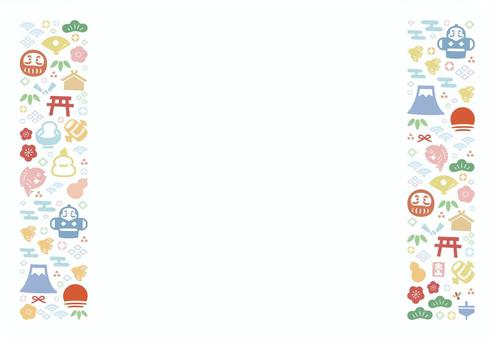 お正月モチーフの柄の2026年年賀状05 年賀状,正月,お正月,2026,2026年,2026年年賀状,和風,フレーム,背景,枠のイラスト素材