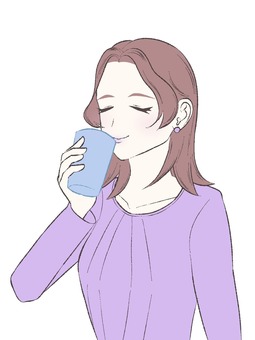 水を飲む優しい雰囲気の若い女性 水を飲む優しい雰囲気の若い女性 女性,可愛い,きれいのイラスト素材