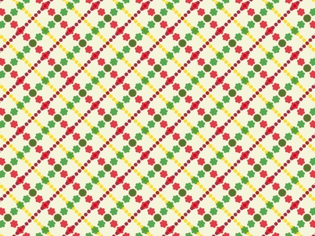 クリスマスカラーのフラワーチェック柄 ​花,フラワー,シルエット,チェック柄,斜めチェック,パターン,テキスタイル,背景,壁紙,包装紙のイラスト素材