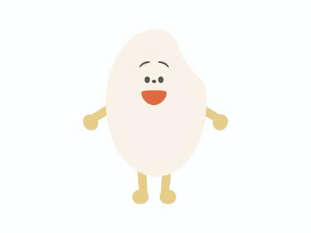 笑顔の米粒キャラクターイラスト 米粒,キャラクター,白米,ポーズ,笑顔,笑う,立つ,ゆるい,擬人化,主食のイラスト素材