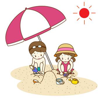 Two people playing on the beach 2, JPG, PNG and AI Two people playing on the beach 2, swimming in the sea, beach, beach, JPG, PNG and AI