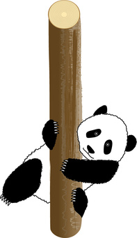panda cute log tree play line drawing, , JPG, PNG and AI