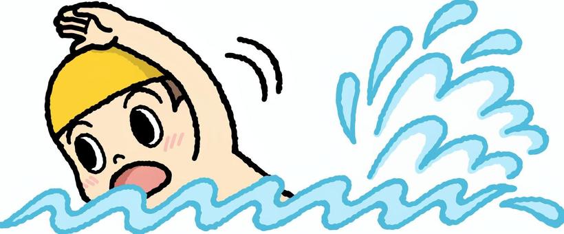 Illustration, swimming, primary school students, physical education, 