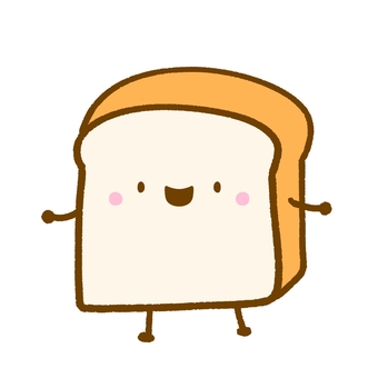 食パン•キャラクター 食パン,パン,食べ物,キャラ,キャラクター,シンプル,かわいい,ゆるい,ワンポイント,挿絵のイラスト素材