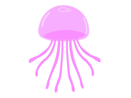 クラゲ2(ピンク) クラゲ,海洋生物,生き物,海,透明感,柔らかい,ゆらゆら,癒し,夏,ピンクのイラスト素材