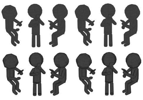 棒人間　ペパクラ風　座ってスマホを見る スマートフォン,スマホ,ネット,インターネット,メール,観る,視聴,座る,人間,人のイラスト素材