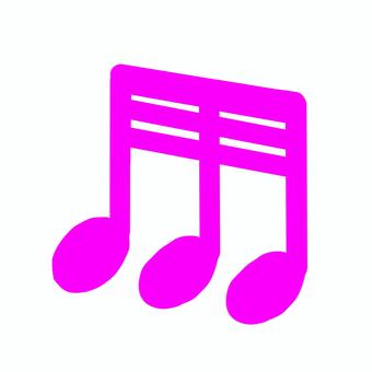 ピンクの手書き32分音符（3連） 32分音符,三十二分音符,音符,3連,おんぷ,楽譜,譜面,音楽,背景透明,pngのイラスト素材