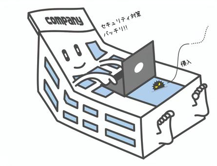 セキュリティ対策に油断している会社 セキュリティ対策に油断している会社 セキュリティ,ウイルス,対策,パソコン,会社,油断,慢心,不注意,過大評価,自信のイラスト素材