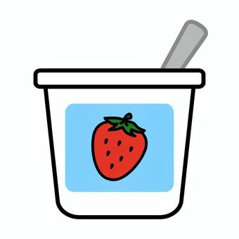 ヨーグルト ヨーグルト,朝ごはん,いちご,水色,赤のイラスト素材