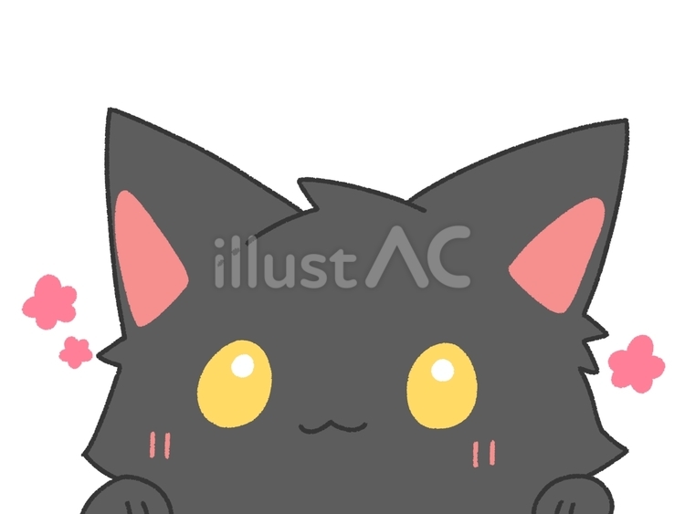 近くに寄ってきた黒猫 猫,花,赤のイラスト素材