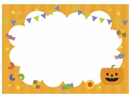 ハロウィンお菓子の楽しいもくもくフレーム ハロウィン,お菓子,フレーム,枠,クッキー,あめ,ゼリービーンズ,かぼちゃ,お化けカボチャ,ガーランドのイラスト素材