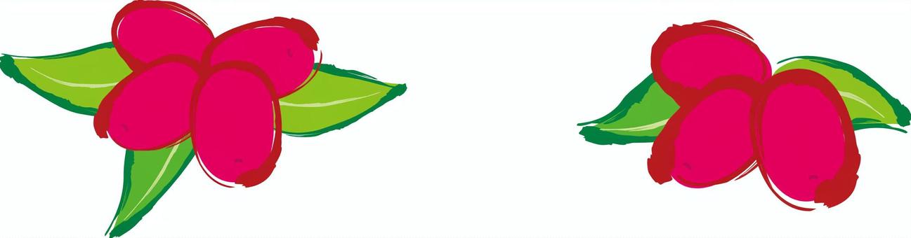 筆描きのなつめ なつめ,棗,筆描き,果実,植物,赤い実,紅,葉っぱのイラスト素材