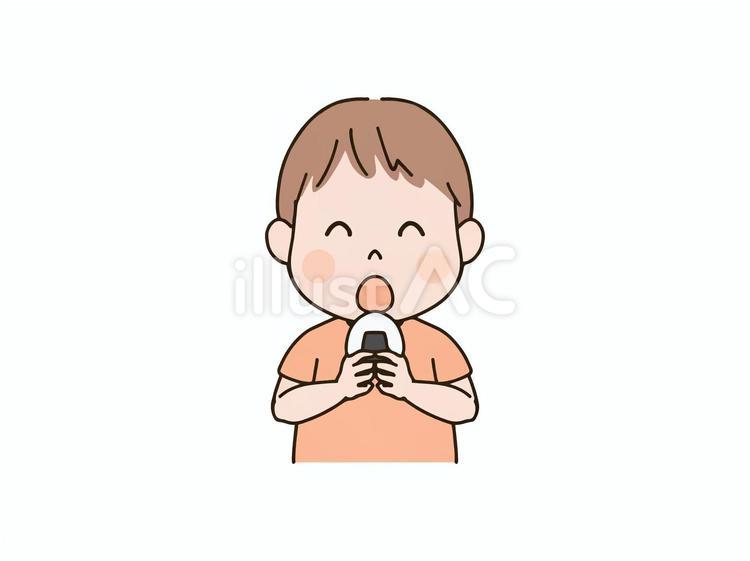 おにぎりを食べる子供 子供,園児,幼児のイラスト素材