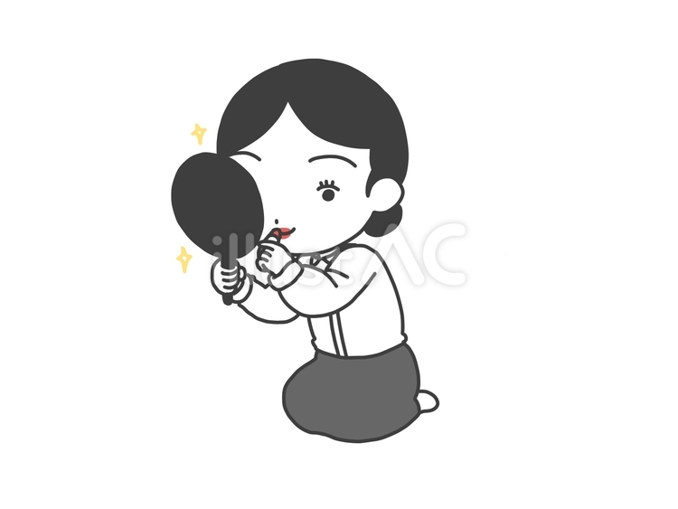 口紅を塗る女性 人物,女性,化粧のイラスト素材