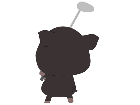 ゴルフ_豚 ゴルフ,ブタ,黒豚,動物,かわいい,スポーツのイラスト素材