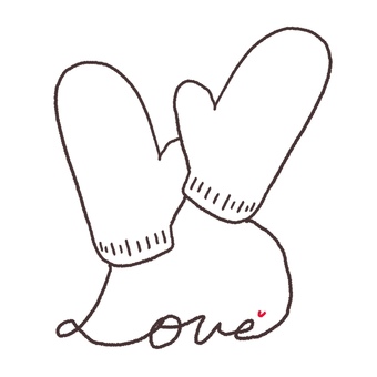 ミトンの線画（love）