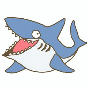 ごきげんなサメさん サメ,笑う,生き物,動物,楽しい,デフォルメ,魚類,鮫,かわいい,挿絵のイラスト素材