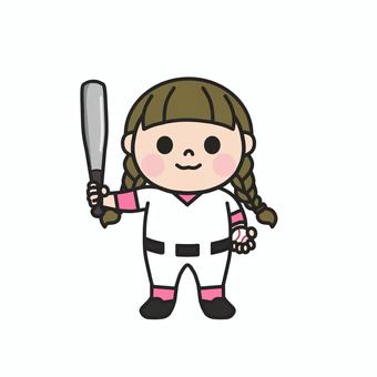 野球のバットとボールを持った女の子5 野球,バット,ボール,ユニフォーム,試合,練習,スポーツ,チーム,打者,バッティングのイラスト素材