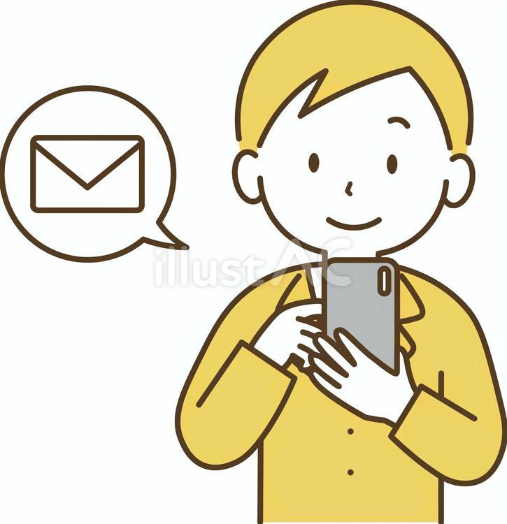 スマホで連絡を取るスーツの男性 男性,人,スーツのイラスト素材