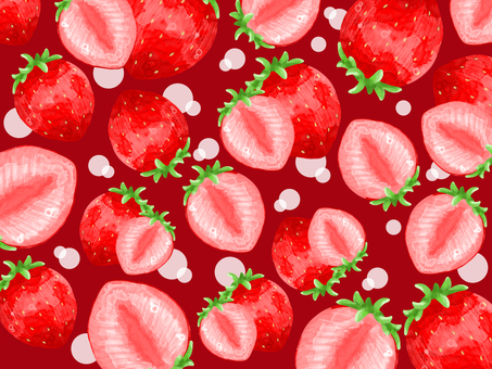 水彩画の苺の背景(赤) 水彩画,いちご,背景,水玉,ピンク,断面,果物,食べ物,フレッシュ,美味しいのイラスト素材