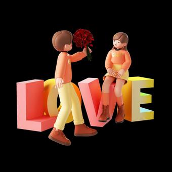 3 d レンダリング バレンタイン カップル イラスト