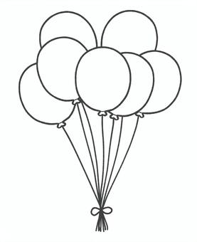 たくさんの風船の白黒手描きイラスト 風船,白黒,手描き,飾り,かわいい,挿絵,モノクロ,線画,ファンシーのイラスト素材