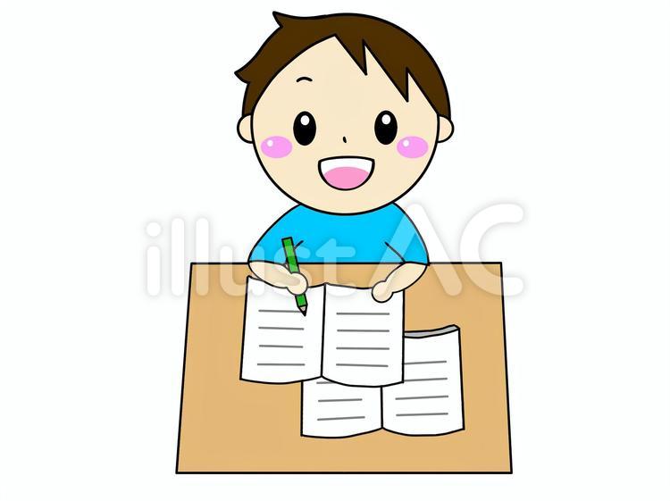 勉強する男の子 勉強,男の子,学校のイラスト素材