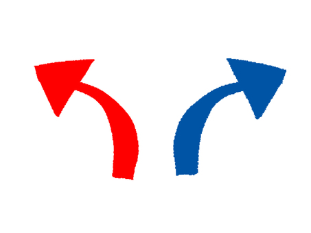 矢印 矢印,分かれ道,方向,違い,お知らせ用,宣伝用,pop調,手描き,挿絵,ワンポイントのイラスト素材