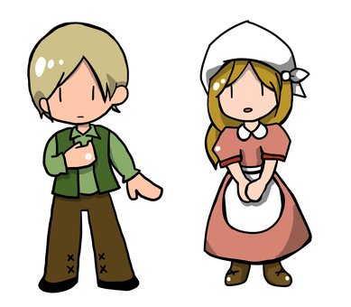 中世のシンプル村人男女 中世のシンプル村人男女 人狼,村人,モブ,npc,中世風,ファンタジー,男性,女性,rpg,シンプルのイラスト素材