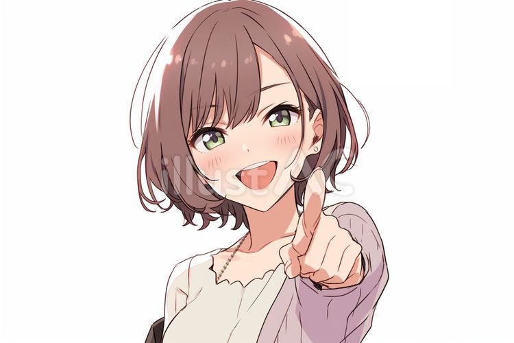 指をさす女性 01 女性,指差し,アニメのイラスト素材