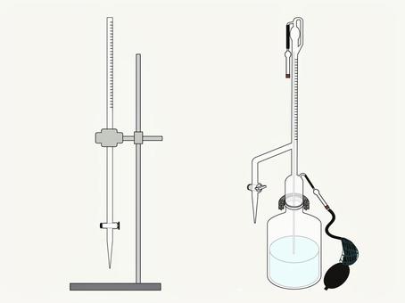 ビュレットセット ビュレット,自動ビュレット,滴定,実験器具,二連球ゴム,分析のイラスト素材