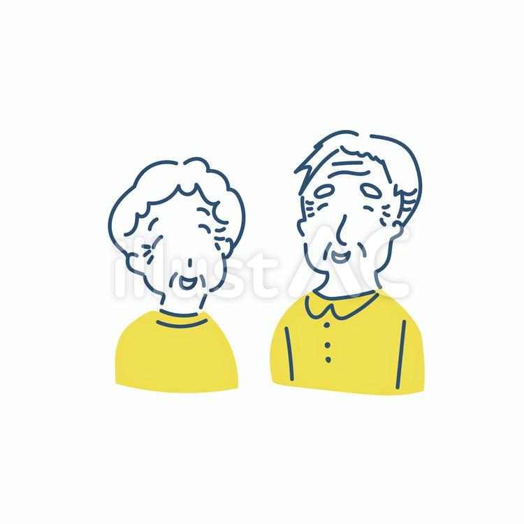 シニア世代の夫婦　上半身イラスト素材 リラックス,定年,リタイア世代のイラスト素材