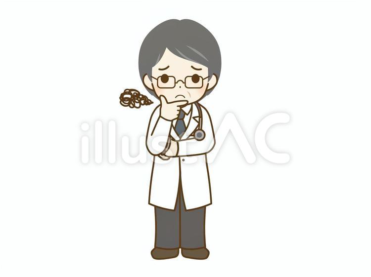 悩む中年の男性医師 医師,医者,男性のイラスト素材