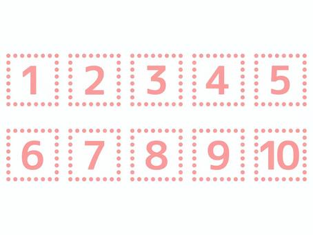 点線フレームに入った数字1~10セット 点線フレームに入った数字1~10セット 数字,フレーム,点線,枠,四角,ポップ,かわいい,ピンク,パステルカラー,リストのイラスト素材
