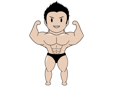 ボディビルダー 黒髪 ポーズ１ ボディビルダー,筋肉,男性,マッチョ,ムキムキ,フィットネス,トレーニング,スポーツ,ポーズ,ダブルバイセップスのイラスト素材