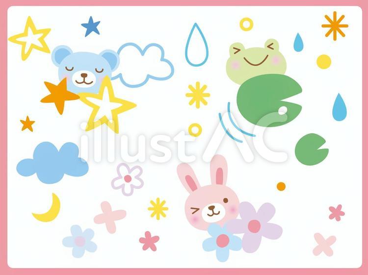 クマ・ウサギ・カエル３ クマ,熊,くまのイラスト素材