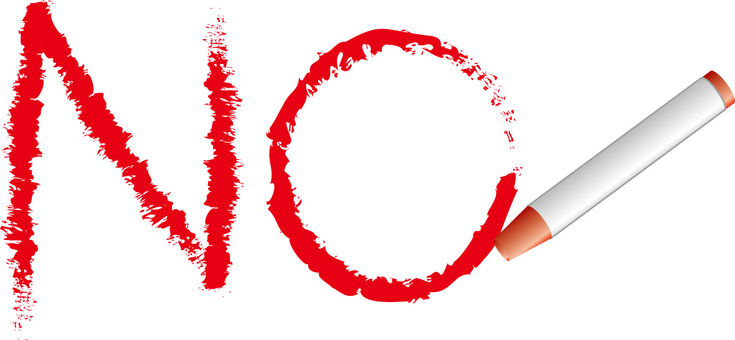 ノー拒否　 ノー,拒否,否定,嫌,返事,書く,クレヨン,赤のイラスト素材