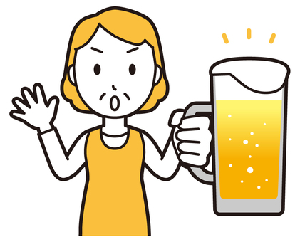  エプロンおばちゃん(黄)-178-バスト ビール,注意,おばちゃん,エプロン,お母さん,ママ,中年,おばさん,主婦,人物のイラスト素材