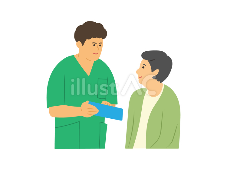 診療中の医者と患者／カラー 診療,医者,医療のイラスト素材