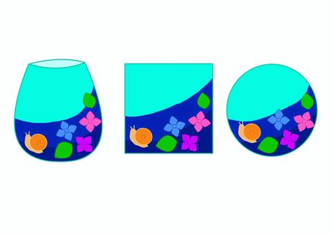 紫陽花のモチーフ 紫陽花のモチーフ 紫陽花,カタツムリ,夏のイラスト素材