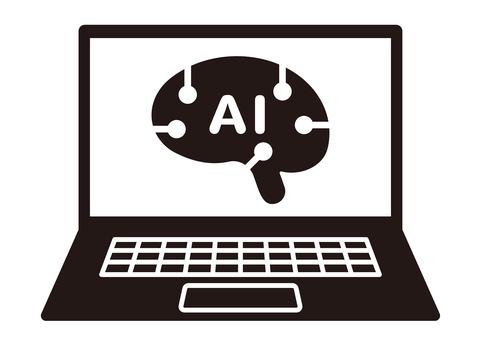 AI（人工知能）搭載のパソコンアイコン パソコン,ノートパソコン,ai,人工知能,搭載,cpu,npu,新型,最新,高速のイラスト素材