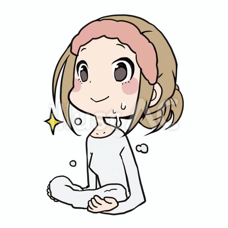 女の子　洗顔 女の子,洗顔,すっきりのイラスト素材